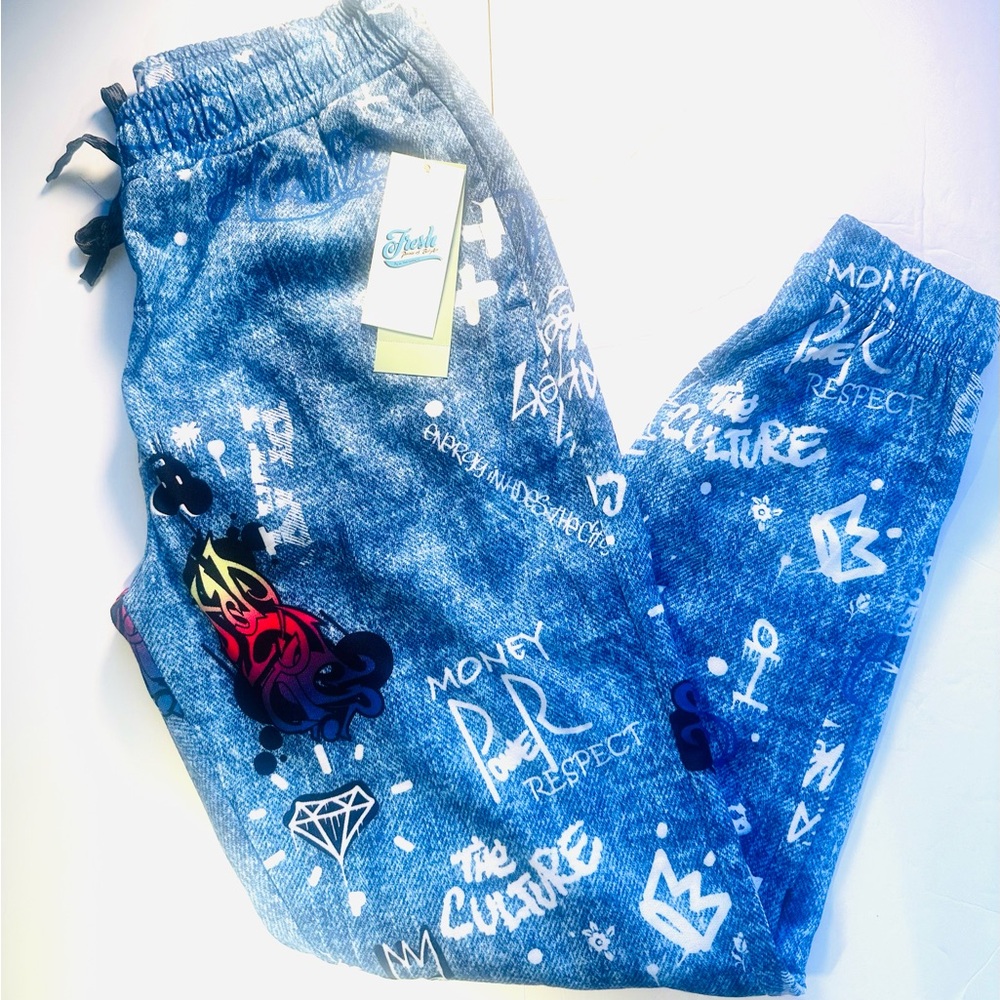 Fresh Prints of Bel Air Blue Graphic Teen Joggers